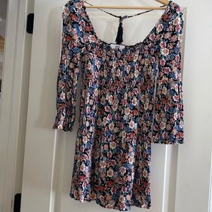 Jack by BB Dakota Short Black Floral Smock Dress, Sz. S.